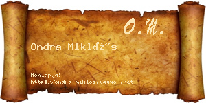 Ondra Miklós névjegykártya